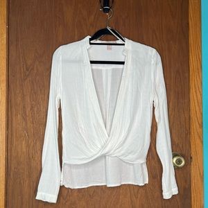 SMALL Forever 21 White Long-sleeve Blouse